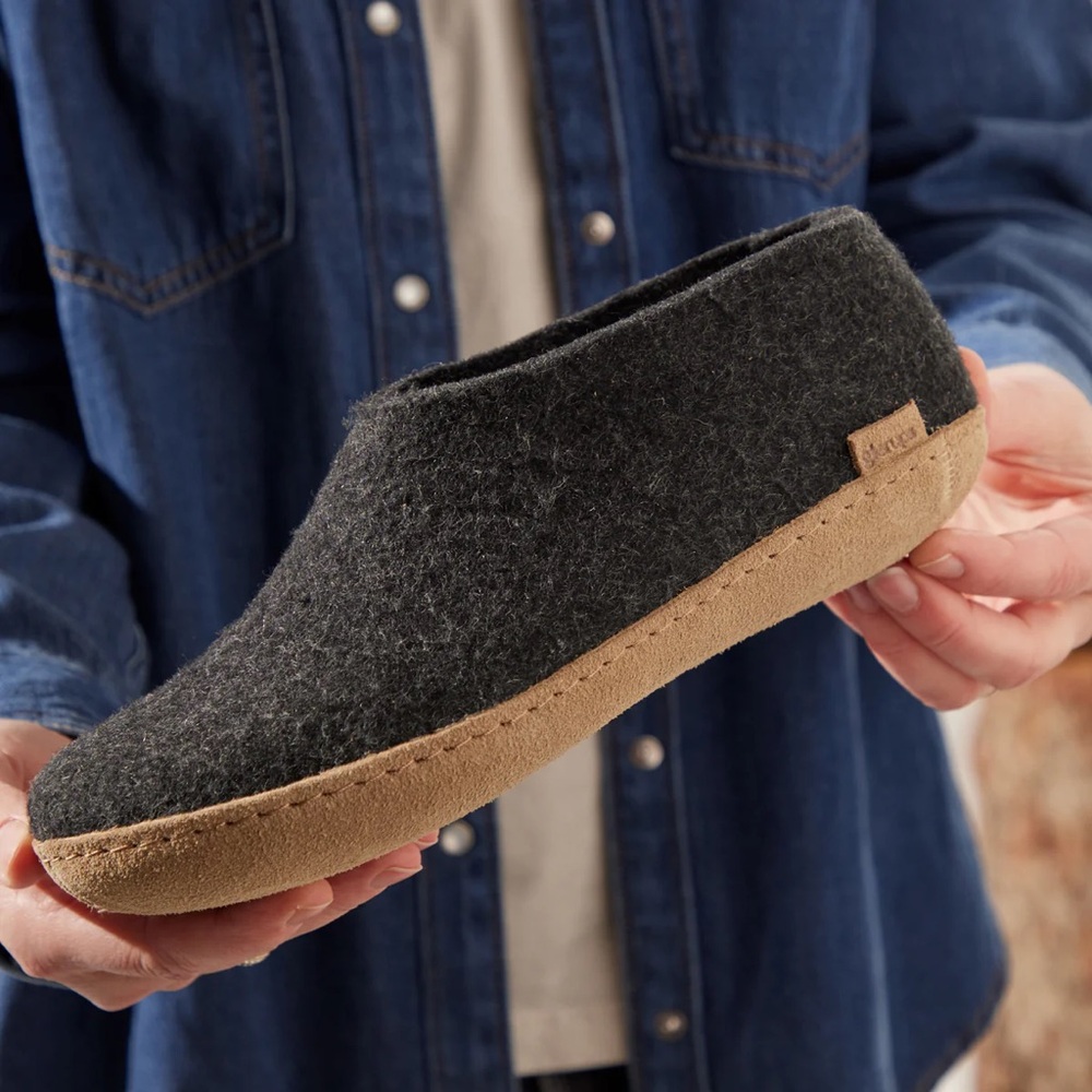 Glerups Charcoal Wool Slippers, New in Box - Picture 10 of 12